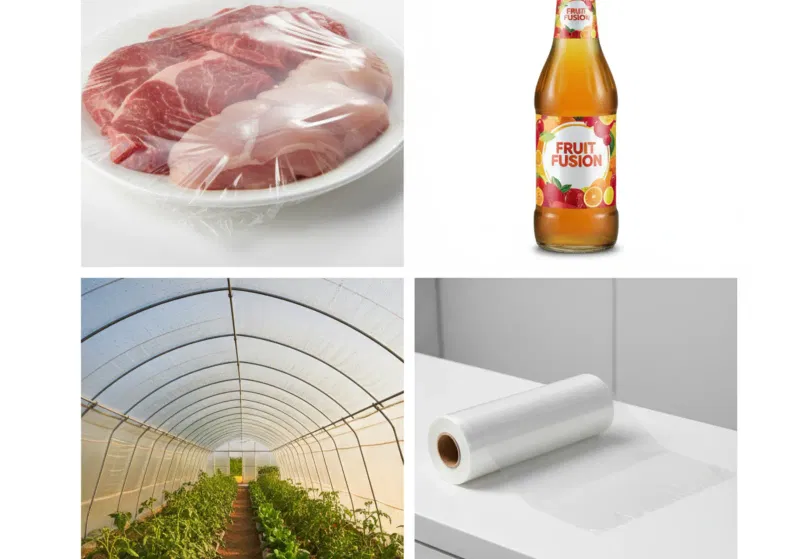 DOTP plasticizer applications in PVC film: food packaging wrap, shrink label film, agricultural greenhouse cover, and cling film