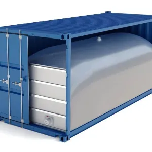 Flexi tank inside shipping container