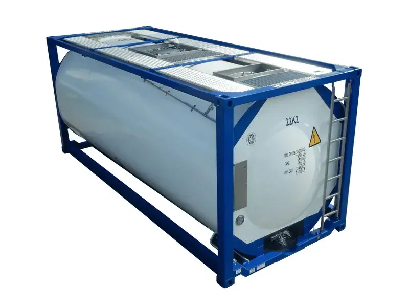 ISO tank container for bulk chemical transport