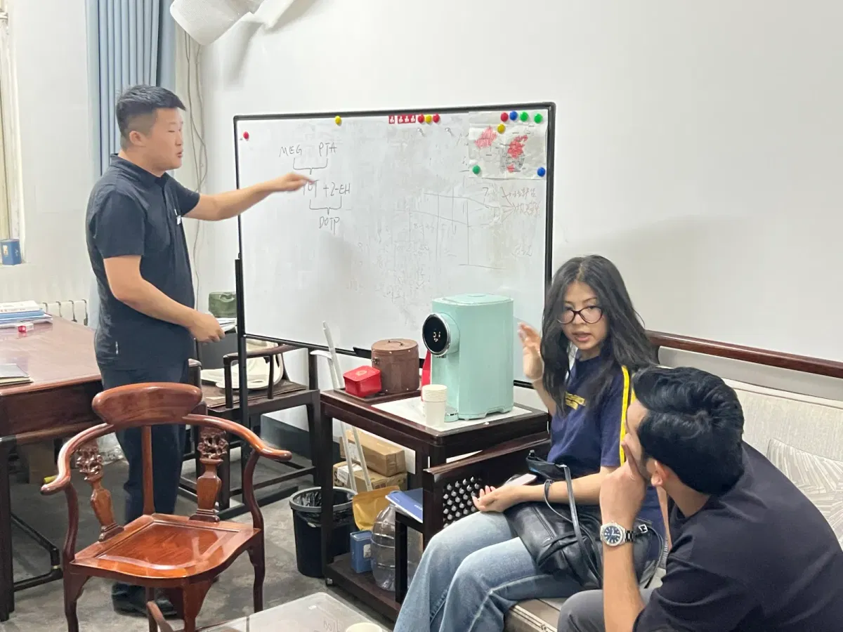 Shandong Changxing technical team presenting non-phthalate DOTP plasticizer specifications to a Pakistani customer