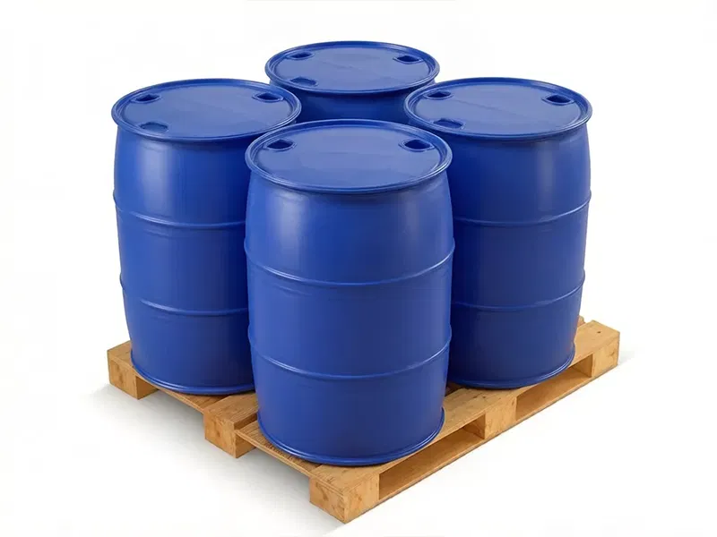 Blue plastic barrel for chemical packaging