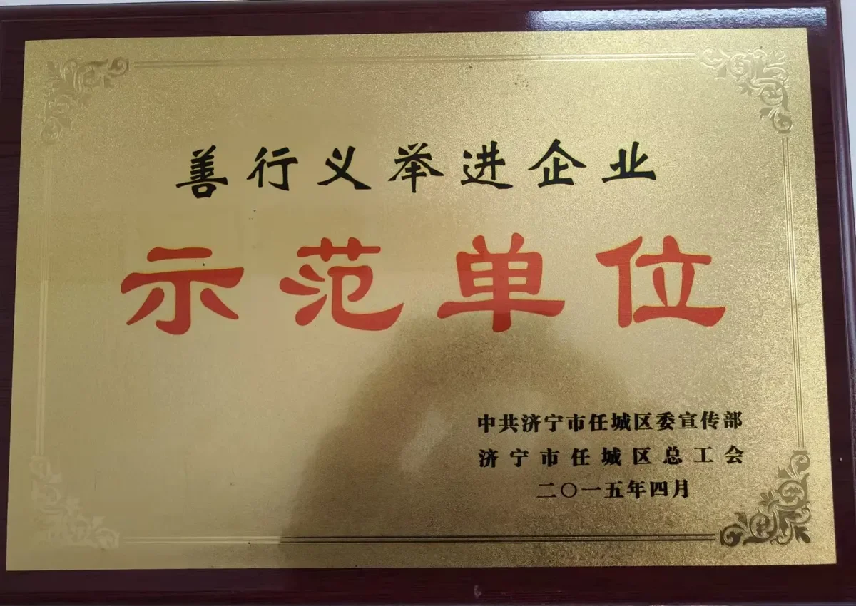 善行义举进企业示范单位证书